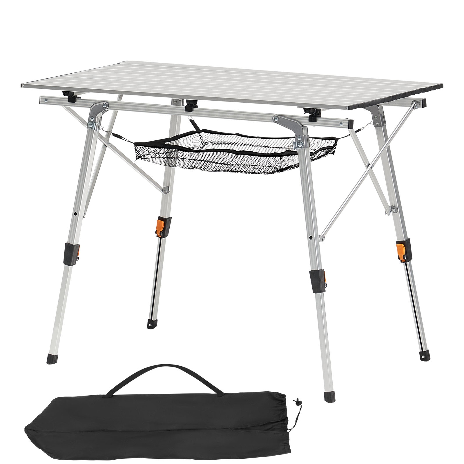 Folding Portable Camping Table Aluminum Outdoor Picnic Roll Up Table Mesh Layer_voghion.com